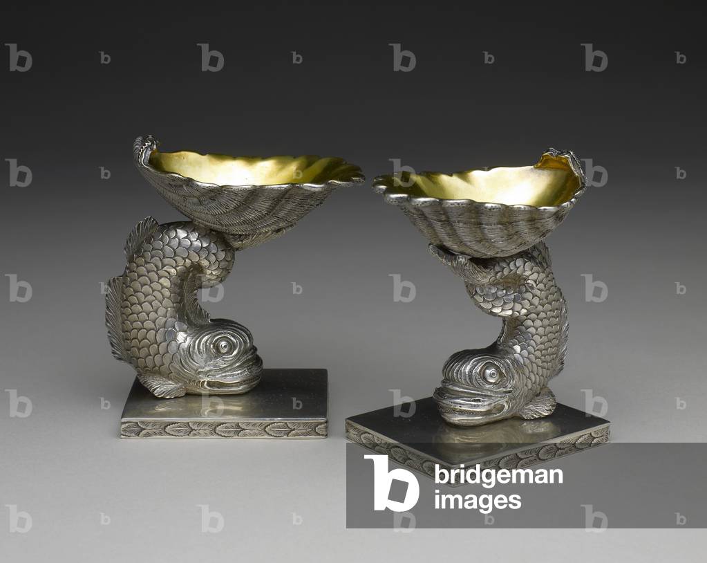 Pair of Salt Dishes, c. 1843-1850 (silver and silver gilding)