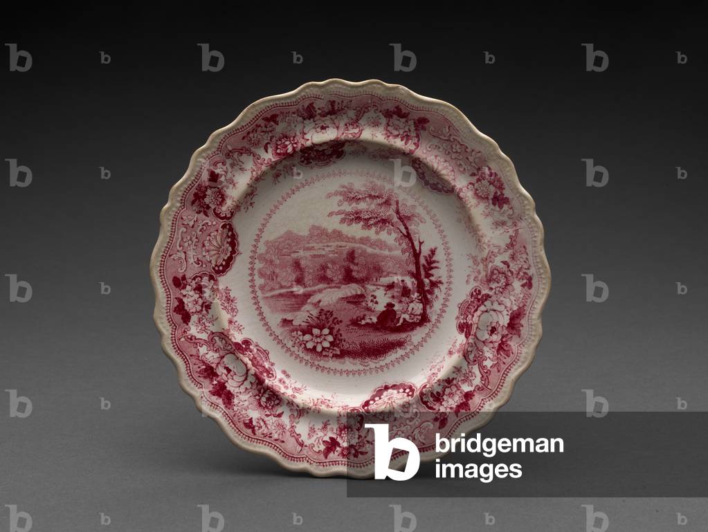 Dessert plate, c.1834-50 (lead-glazed earthenware with transfer print)