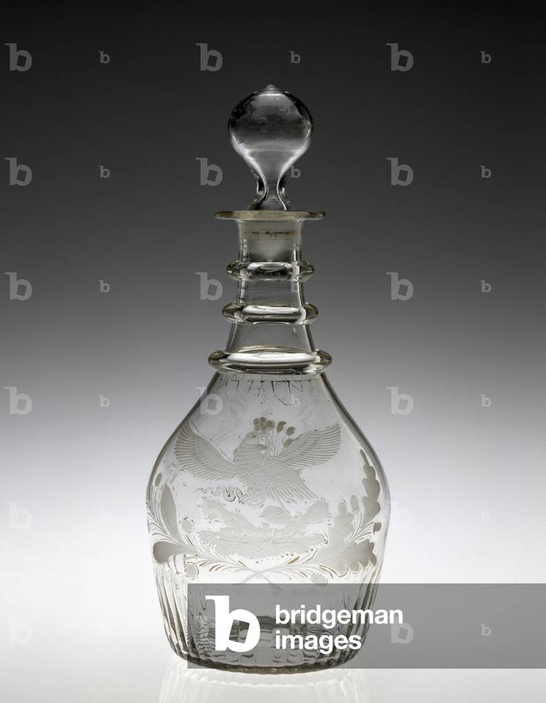Decanter, 1825-1840 (non-lead glass with gilding)