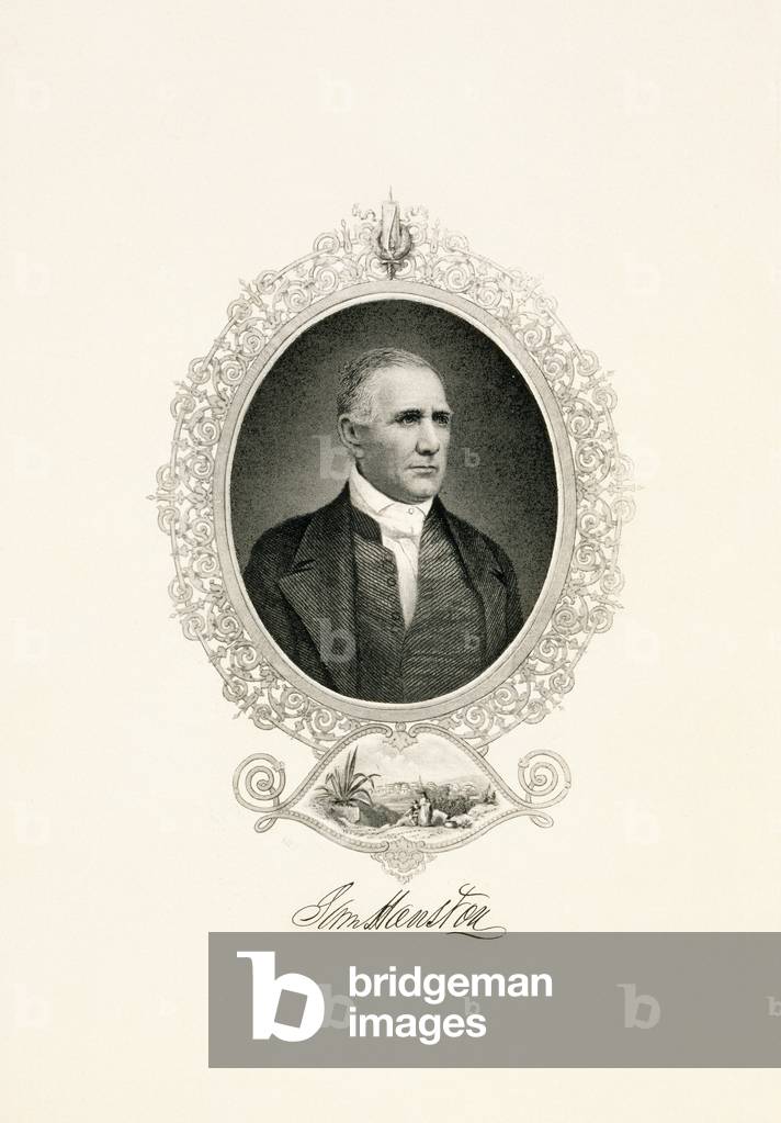 Portrait of Sam Houston with a City View, c. 1855-c. 1860 (steel-faced engraving on wove paper)