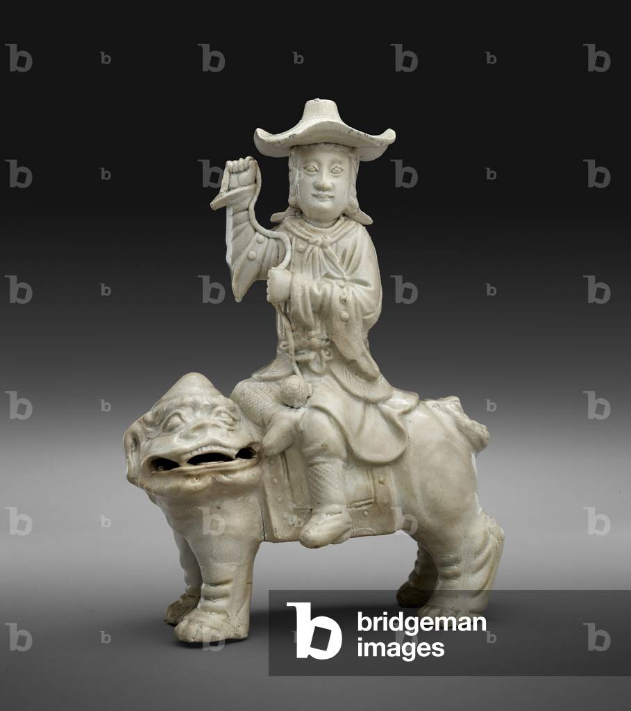 Western man on guardian lion, c.1700-20 (soft-paste porcelain)