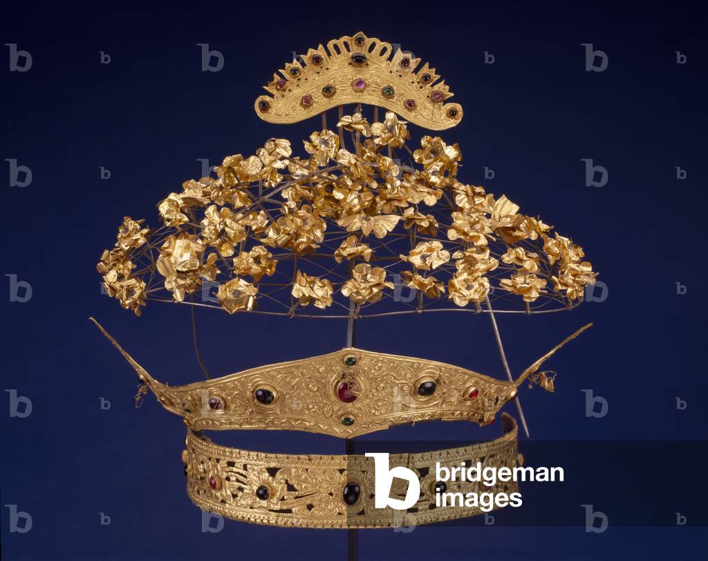 Dance Crown Set, Balinese, early 20th century (gold & stones)