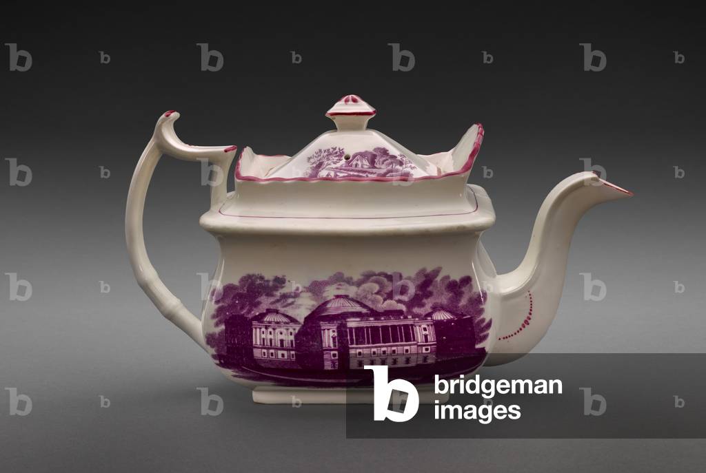 Teapot, c.1830-40 (lead-glazed earthenware with transfer print)
