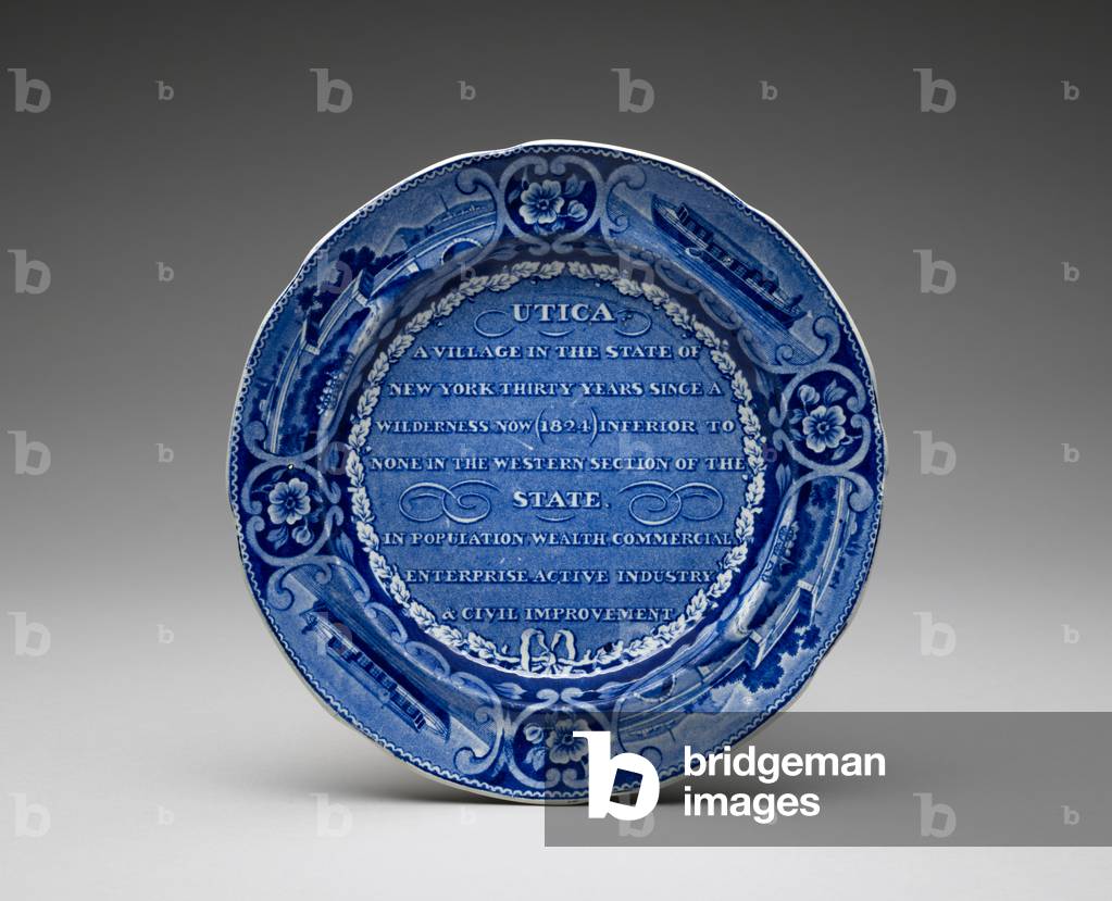 Plate, c. 1824 (lead-glazed earthenware with transfer print)