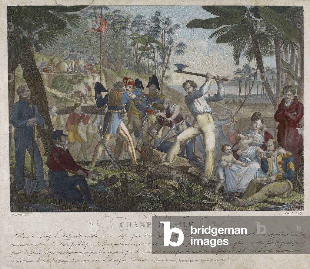 Champ d'Asile, c. 1818 (hand-coloured engraving)
