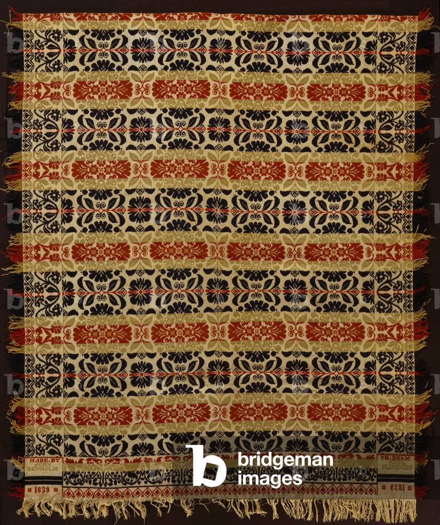 Biederwand Woven Coverlet, 1839 (cotton and wool)
