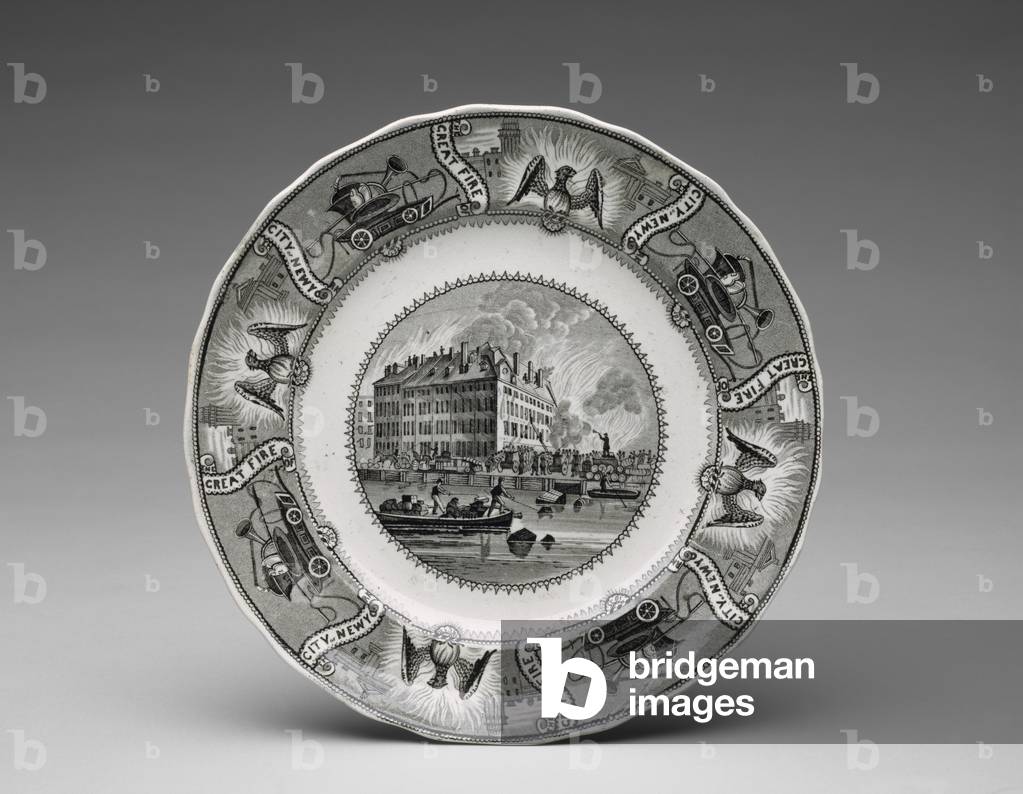 Plate, c. 1836-1859 (lead-glazed earthenware with transfer print)