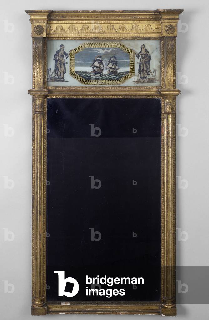 Looking Glass, c. 1800-1815 (pine, gilding, reverse-painted glass, mirror glass)