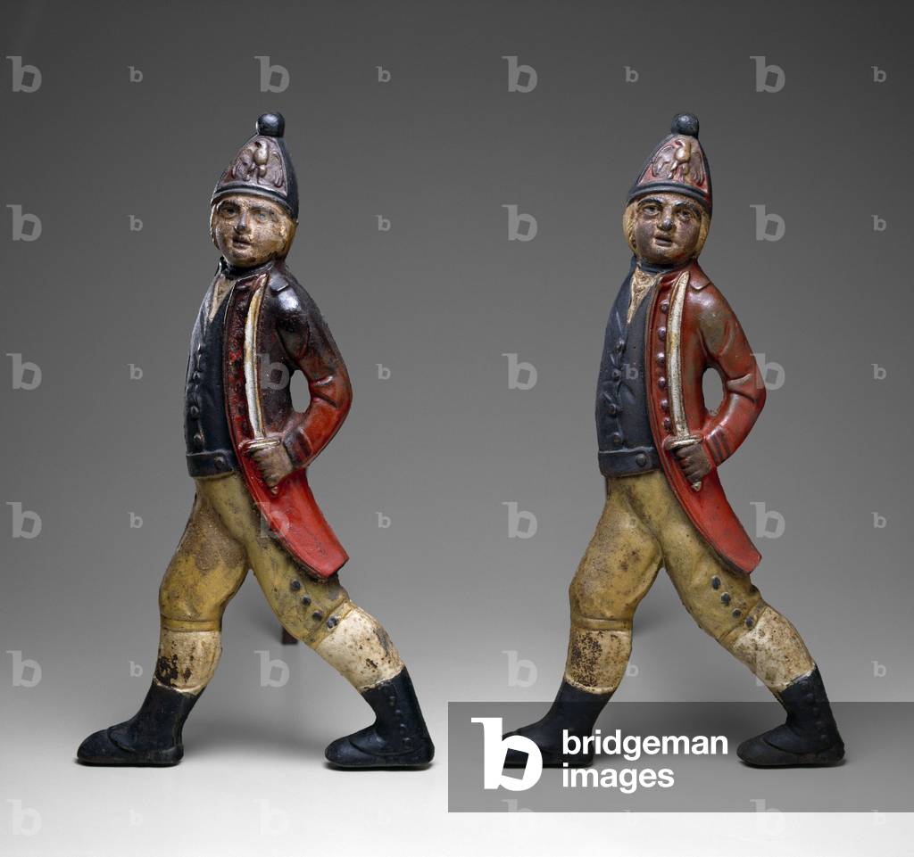 Pair of Andirons, 1840-1900 (cast iron, painted)