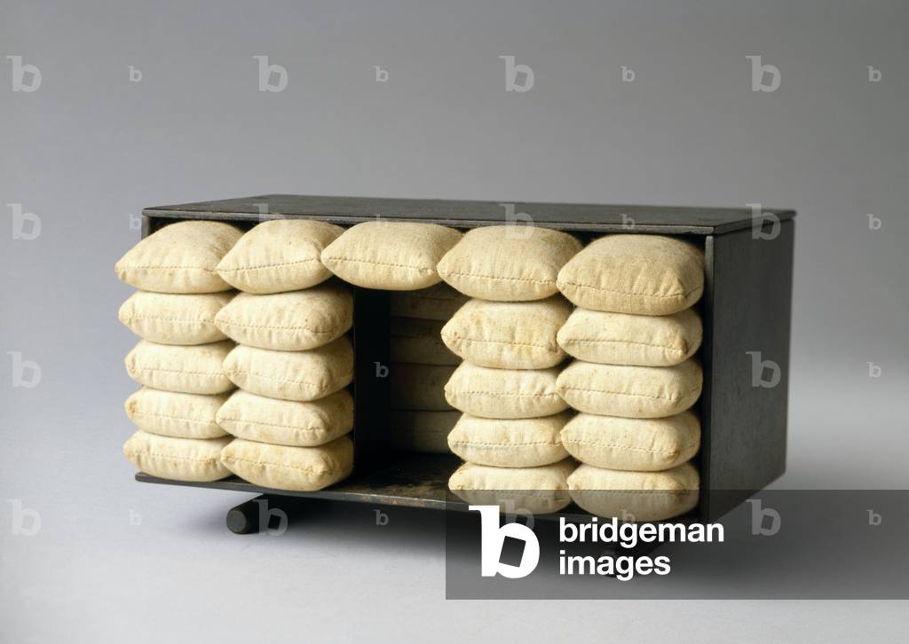 Hideaway Bunker for Lover's Quarrels, 1968 (welded steel, cotton, sand)