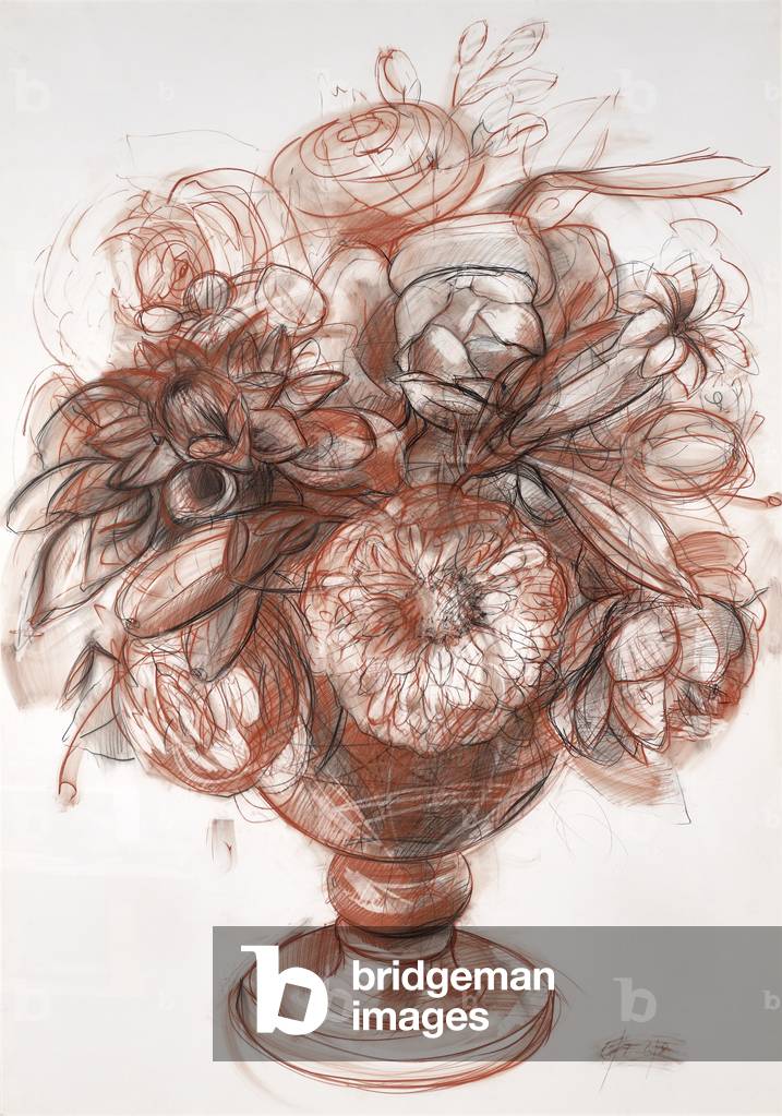 Round Bouquet, 1999 (conté crayon on wove paper)