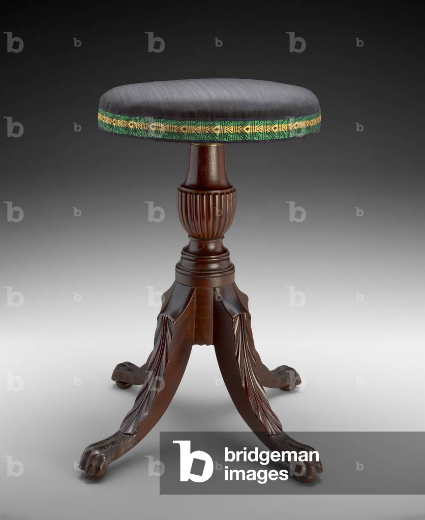 Music stool, c.1810-15 (mahogany; linen webbing, horse hair, & steel)