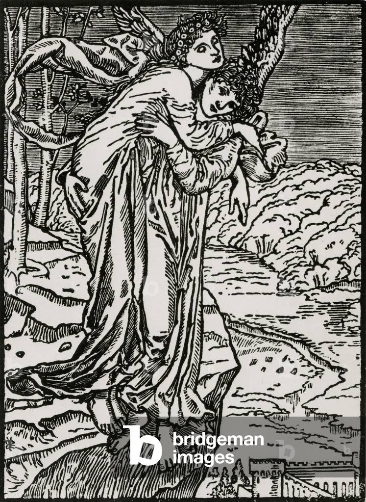 Zephyr and Psyche, 1866 (woodcut)