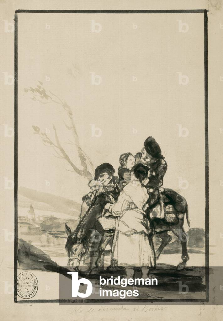 No se descuida el Borrico, 1816-20 (chinese ink on laid paper)