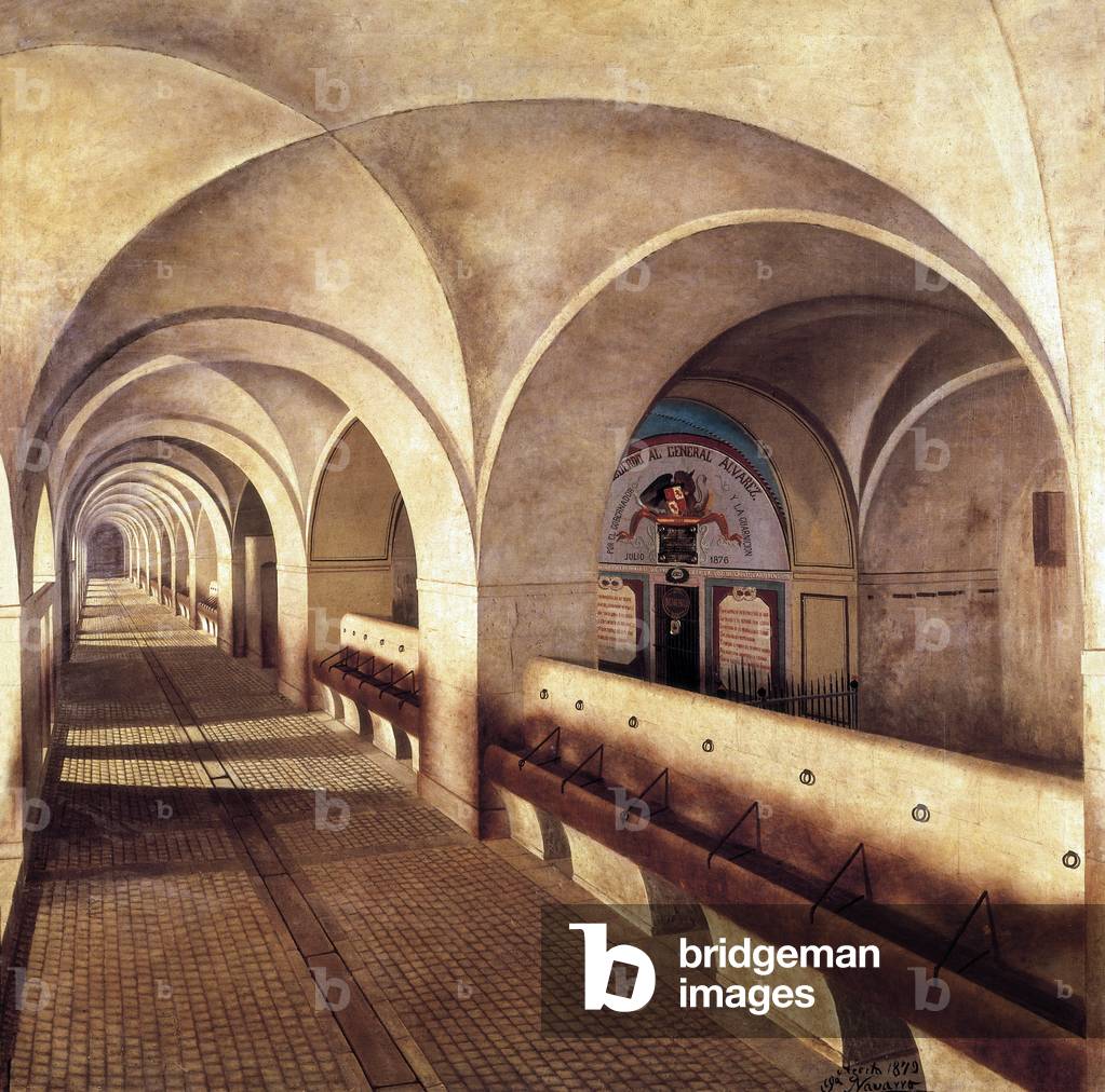 The stables of the castle of San Fernando de Figuieres, siege by the French in 1809, during the Spanish War of Independence (1808-1814), the door to the left is that of the prison of Mariano Alvarez de Castro (1749-1810), officer and military governor of Gerona. Painting by A. Navarrese (18-19th century). Museum of the Armee of Madrid.