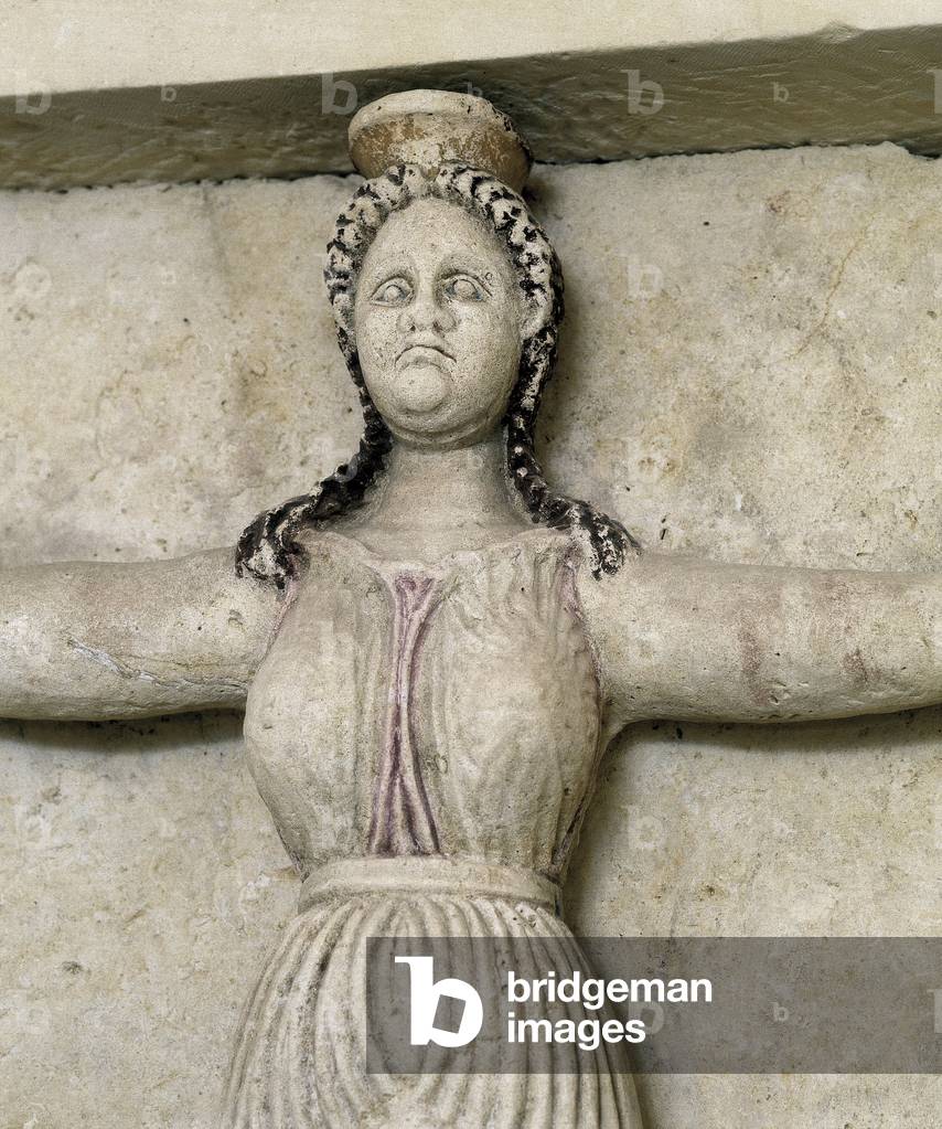 Thracian tomb of Sveshtari, detail of a statue of woman in Atlas, 3rd century BC (stone sculpture)