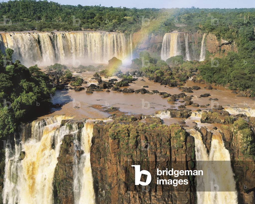 View of Iguazu waterfalls in Brazil.