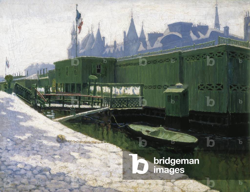 Green baths in Paris, 1900 (oil on canvas)