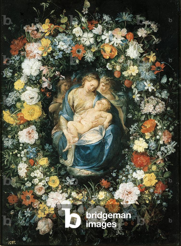 Garland with the Virgin, Child and two Angels, 1610s (oil on canvas)