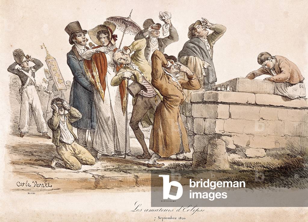 Les Amateurs d'Eclipse, 7th September 1820 (colour litho)
