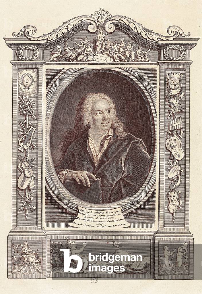 Portrait of Jean Baptiste (Jean-Baptiste) Rousseau (1670-1741), French poet, 18th century (etching)