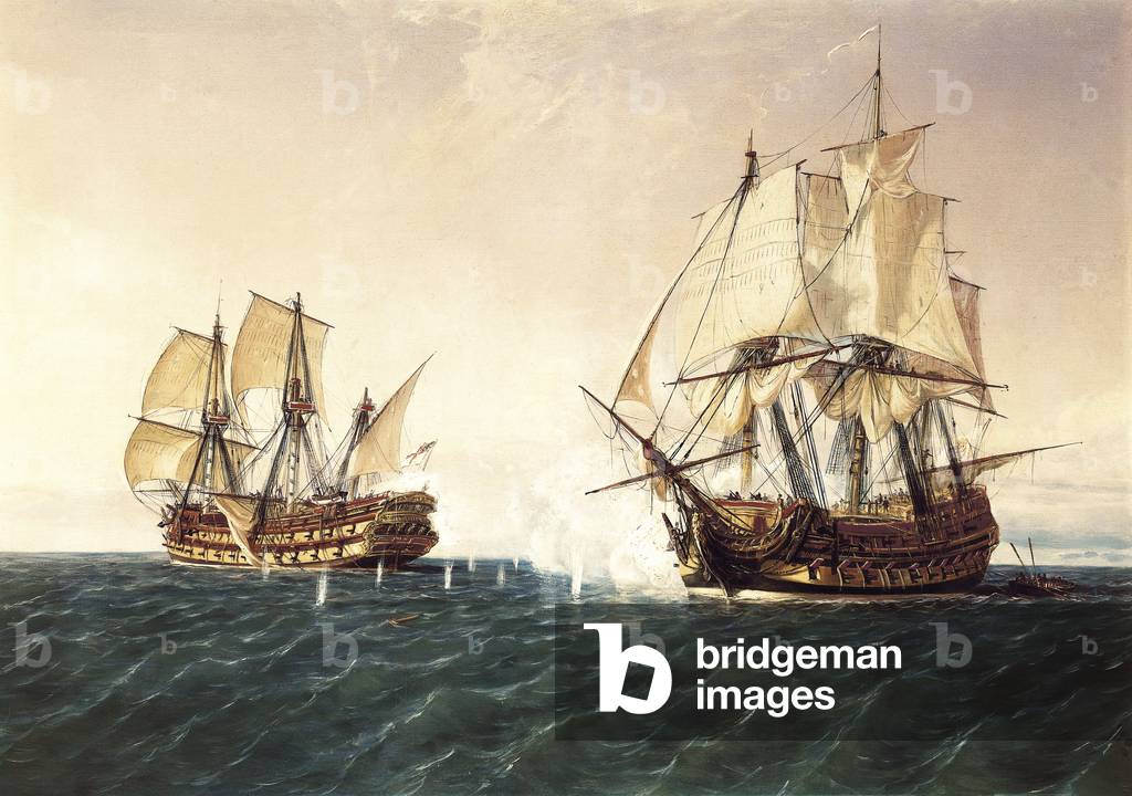 Combat between the Spanish ship 'Catalan' and the British ship 'Mary' in 1819, 1888 (oil on canvas)