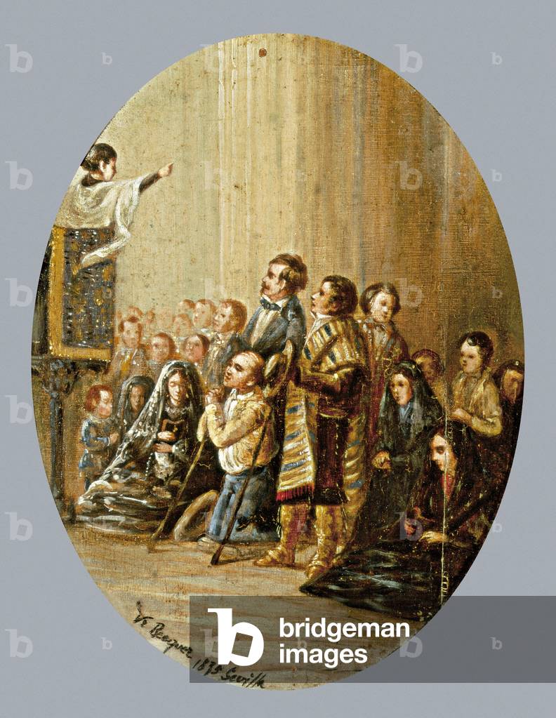 The sermon. Painting by Valeriano DOMINGUEZ BECQUER (1834-1870). Oil on wood, 1835. Cadiz Provincial Museum, Cadiz (Esapgne).