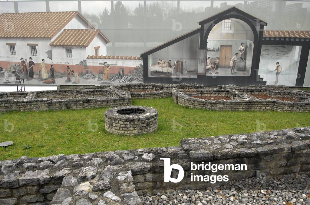 Roman art: view of the archeological site of Augusta Raurica 15-10 BC, Switzerland.