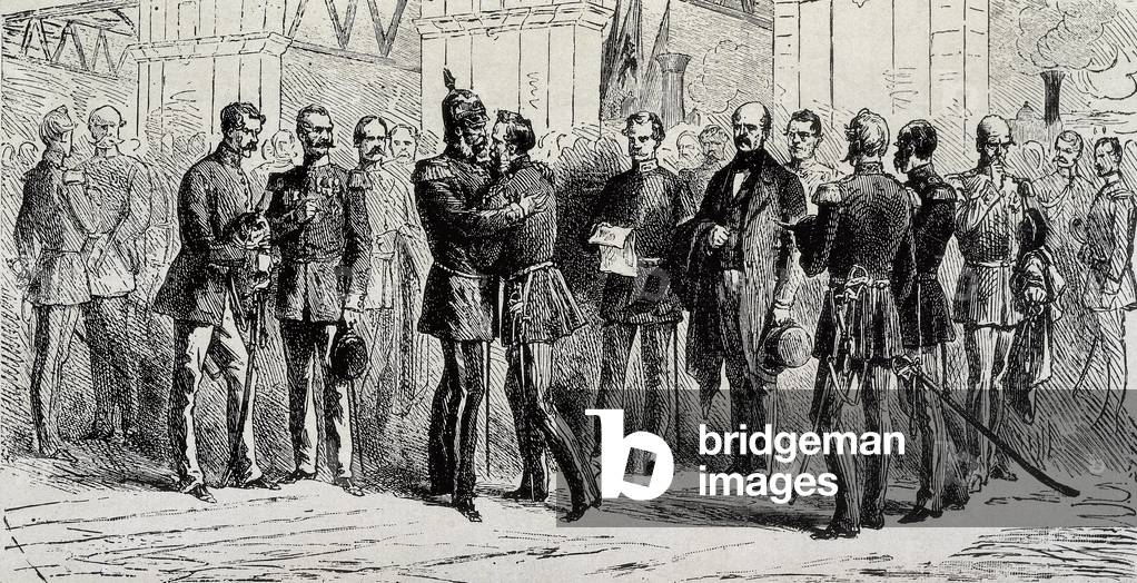 Franco-Prussian War (1870-1871), William I (1797-1888), King of Prussia learning of the declaration of war from the French, 1870 (engraving)