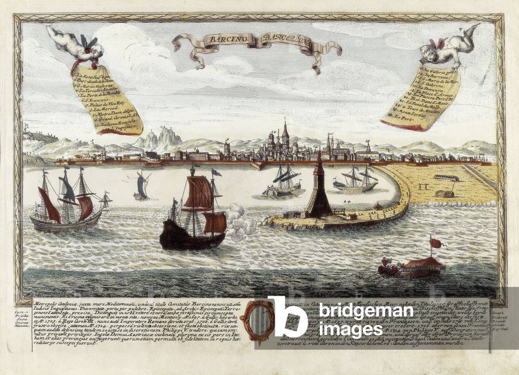 Port of Barcelona, late 18th century (engraving)