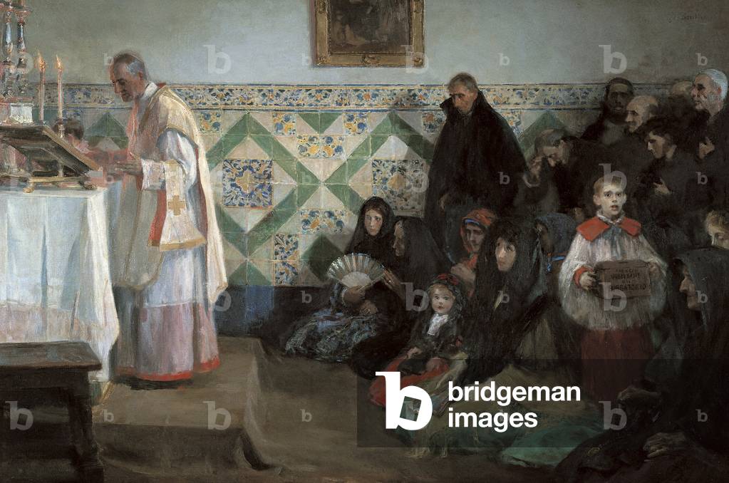 Hearing Mass, Rocafort (oil on canvas)