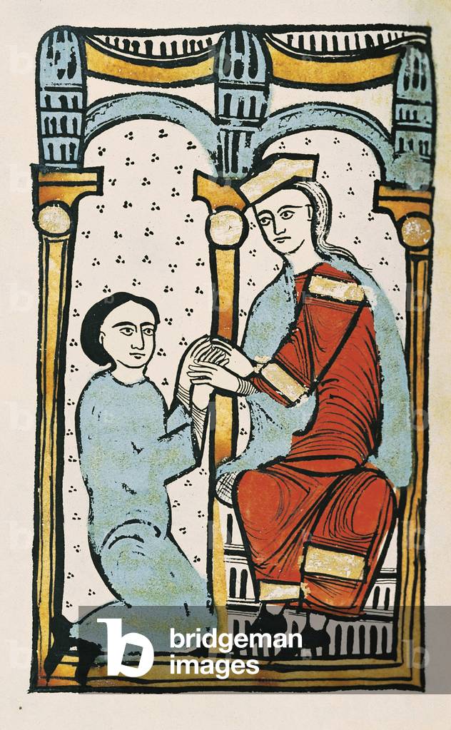A Lord and his Vassal, from 'Liber Feudorum Major' (vellum)