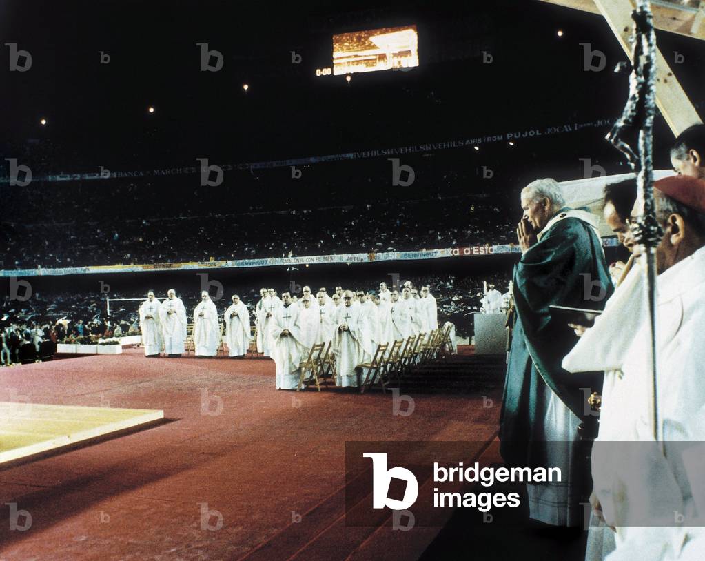 Visit of Pope John Paul II (John Paul) (Karol Wojtyla) (1920-2005) to Barcelona in 1982. spain