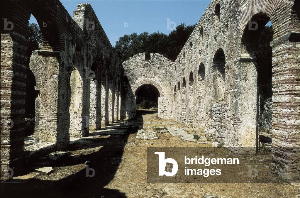 Ruins of the Byzantine Basilica of Butrint in Albania, 5th-6th century AD (photo)