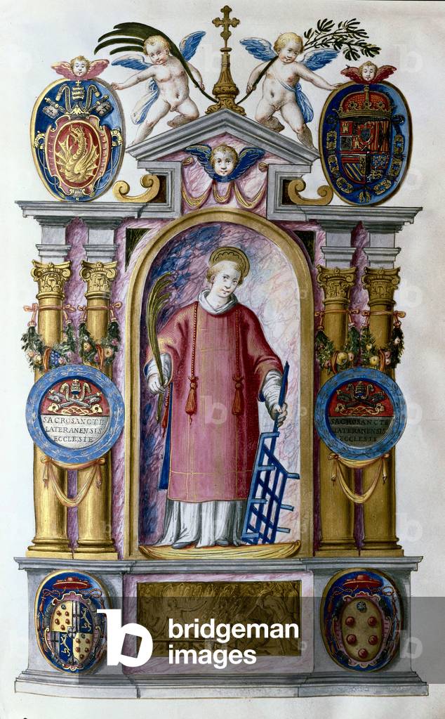 The true relic of Saint Lawrence, miniature painting from the period of Philip II of Spain (1527-1598), 16th century (painting)