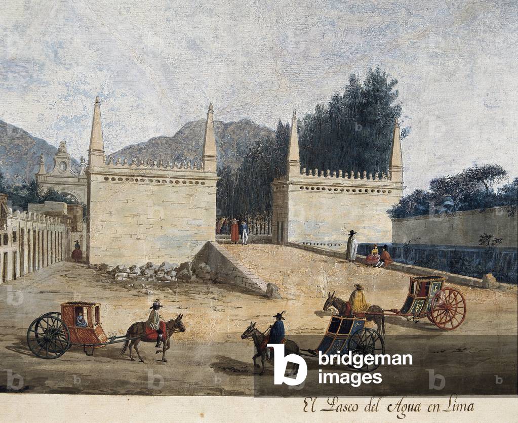 Promenade of water in Lima, Peru, detail, 1789-94 (painting)
