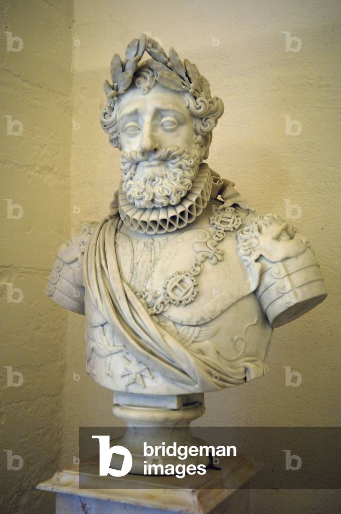 Bust of Henry IV King of France (1553-1610), Anonymous sculpture. Chateau de Pau, Atlantic Pyrenees