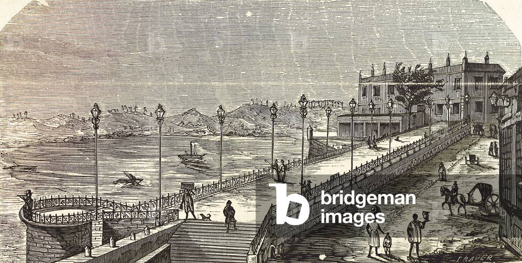 CUBA (19th century). Havana. La Alameda de Paula, a promenade built in 1777 by the architect Antonio Fernandez de Trebejos, by order of Captain General Felipe de Fondesviela, Marquis de la Torre. Illustration of 1881. Engraving. Private Collection ©Lorio/Iberfoto/Leemage