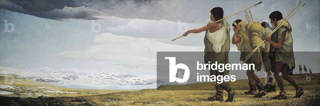 The march of Asian man towards America, Halls of Origins, 1964