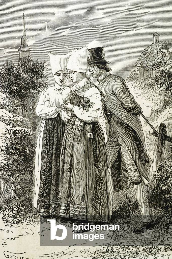People with typical clothing, 19th (Engraving)