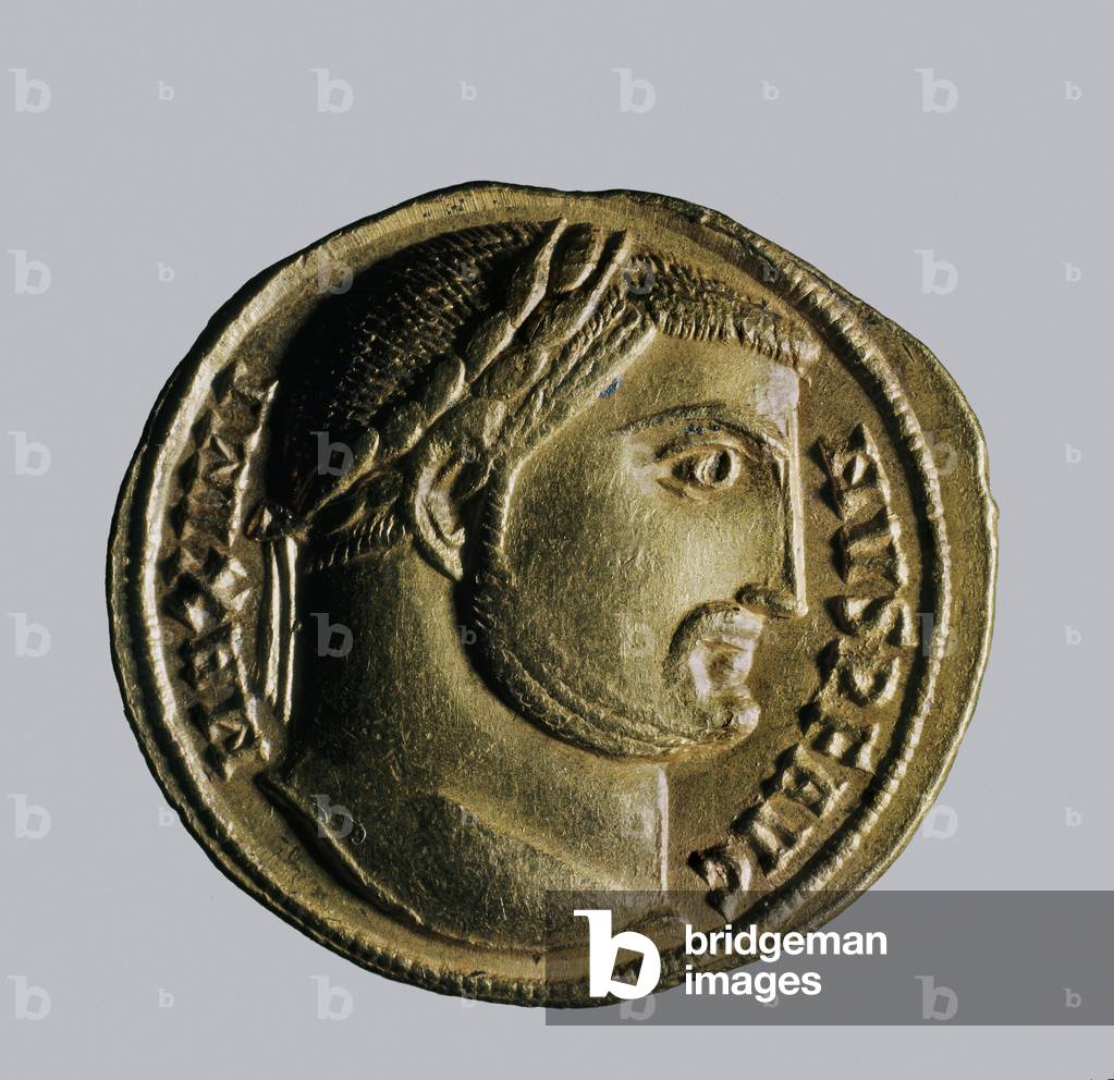Coin in effigy of the emperor Maximin Daia (Caius Valerius Galerius Maximinus) (ca. 270-313).