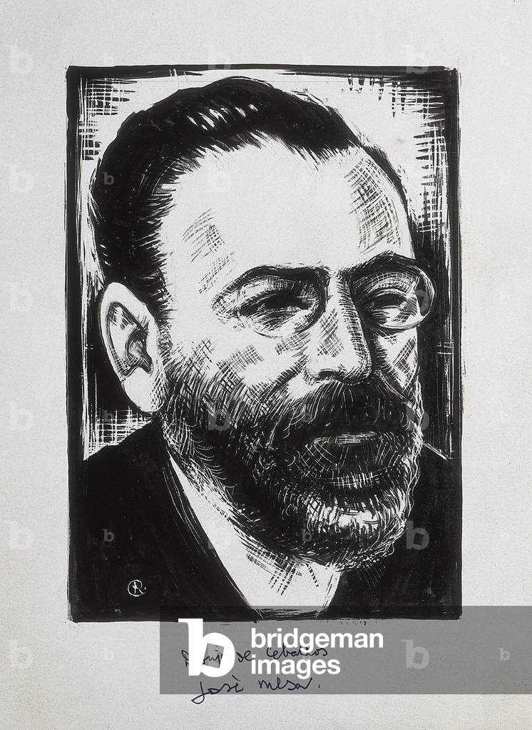 Portrait of the Spanish socialist politician Jose Mesa (1831-1904) 19th century (engraving)