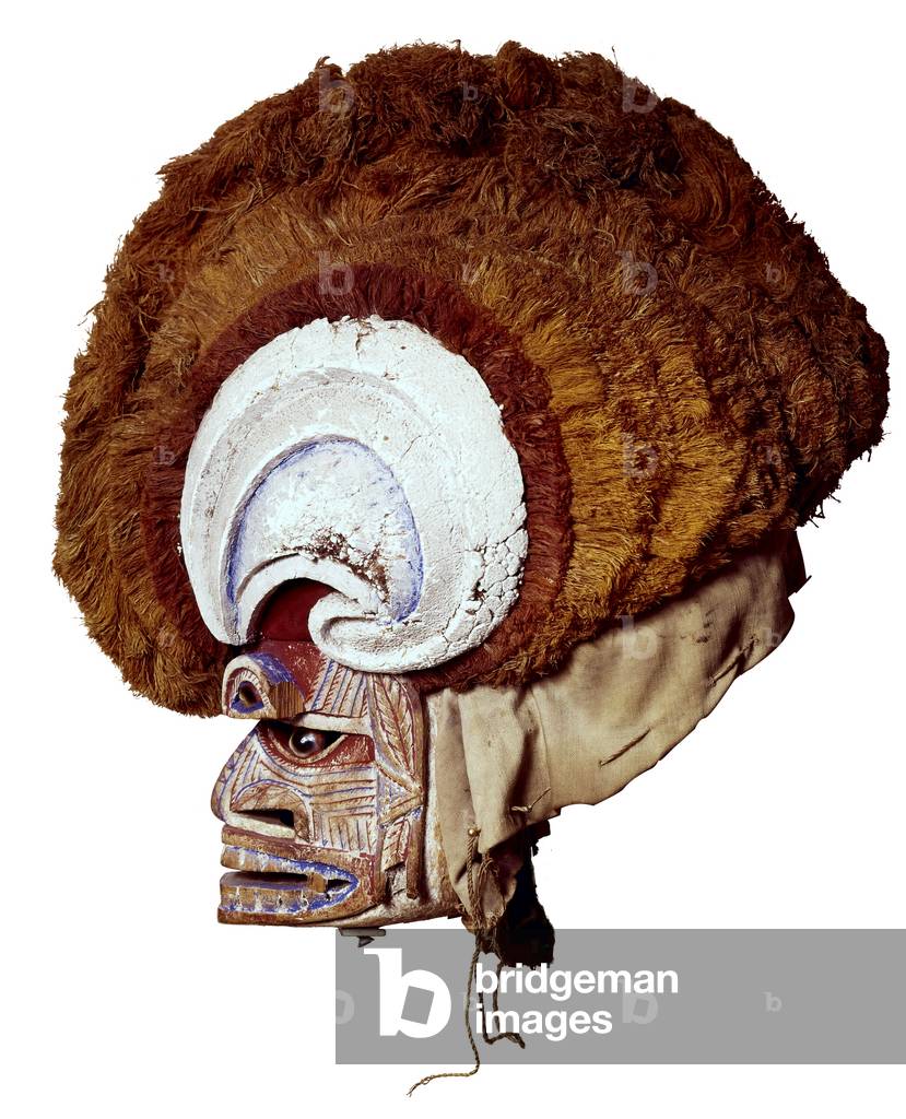 Mask used in the Malagan Ceremony, from New Ireland, Papua New Guinea (wood, cloth & plaster)