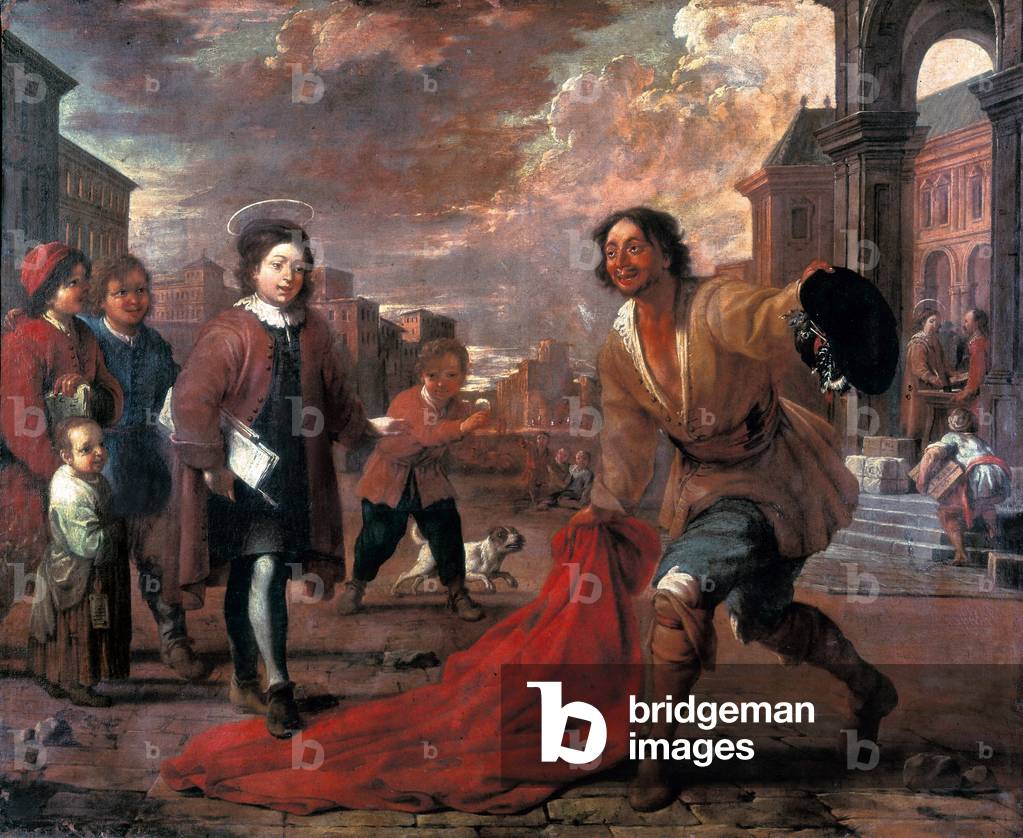 A Madman Lays Down his Cape for the Infant Saint Francis to Walk Upon (oil on canvas)