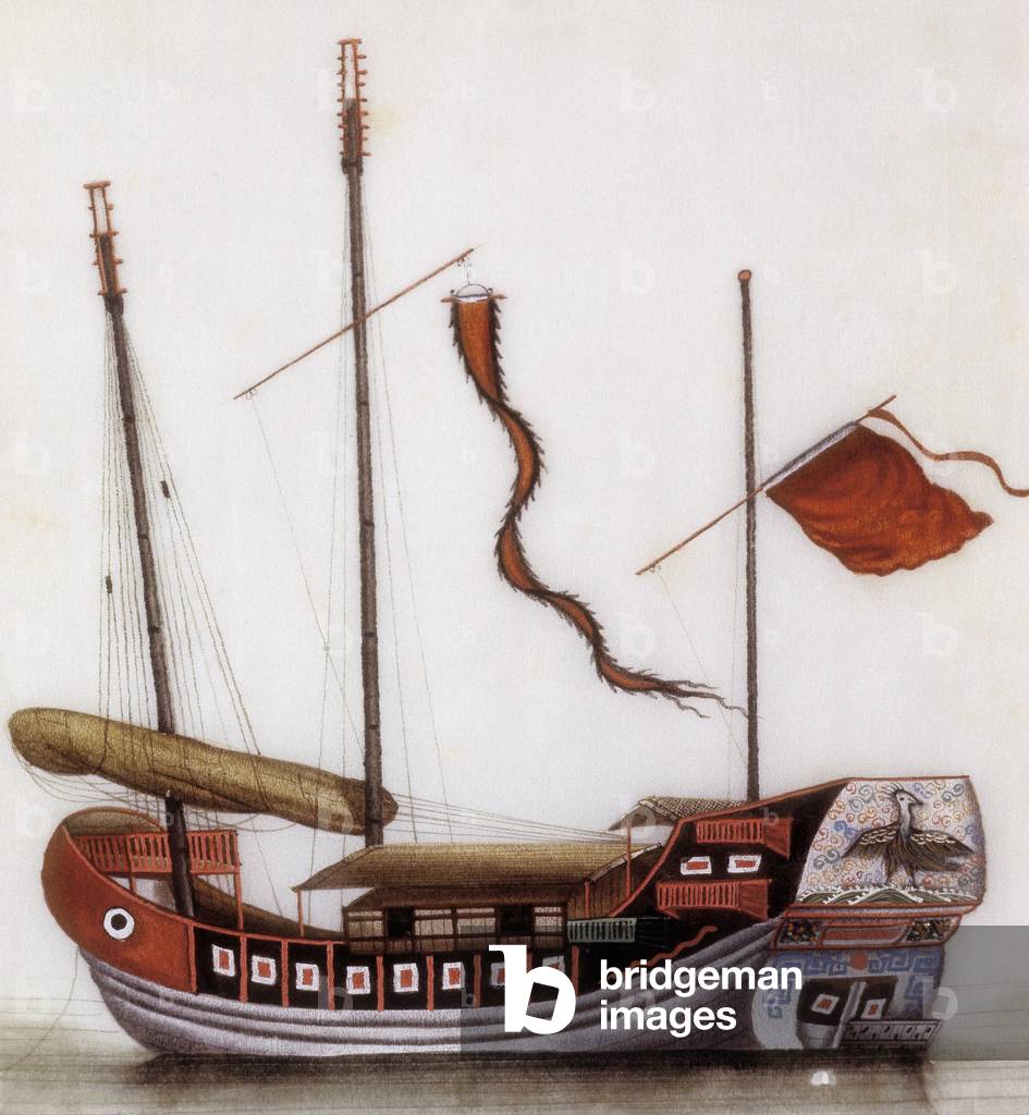 Representation of a Chinese junk, 18th century (watercolour)