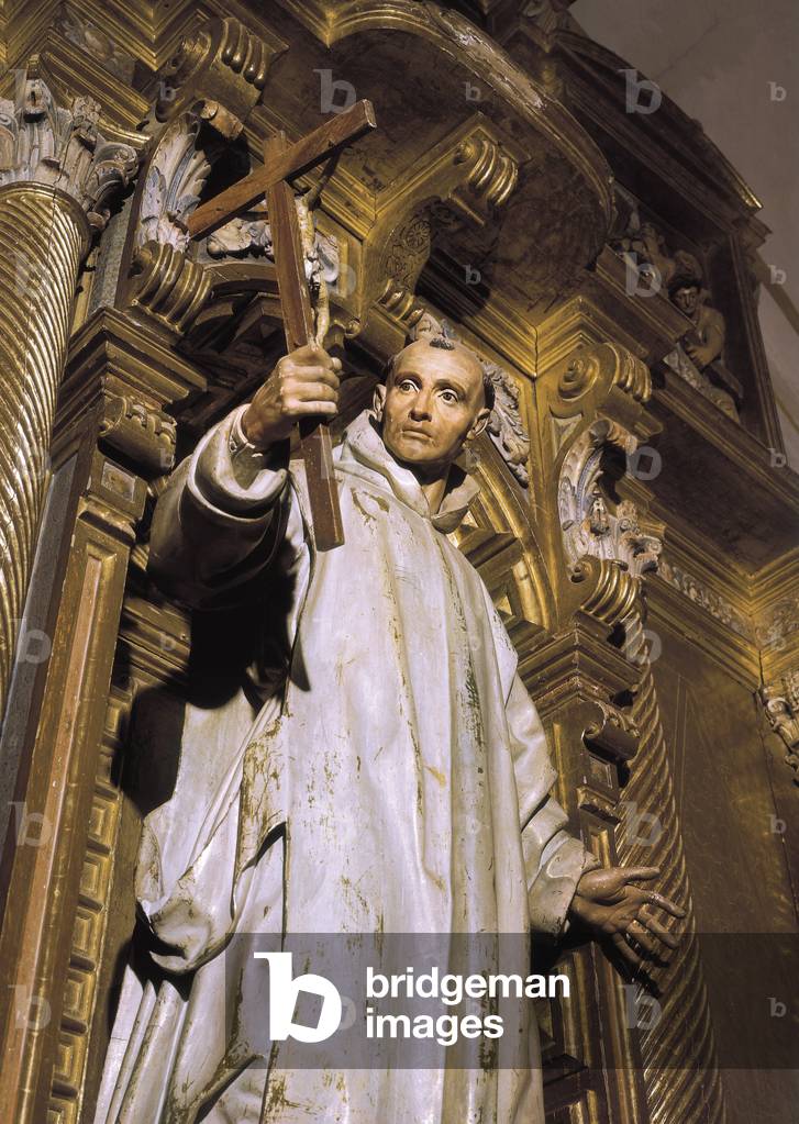 Saint Bruno (1030-1101), fondateur de l'Ordre des Chartreux. Sculpture en bois de Manuel Pereira (1614-1667)