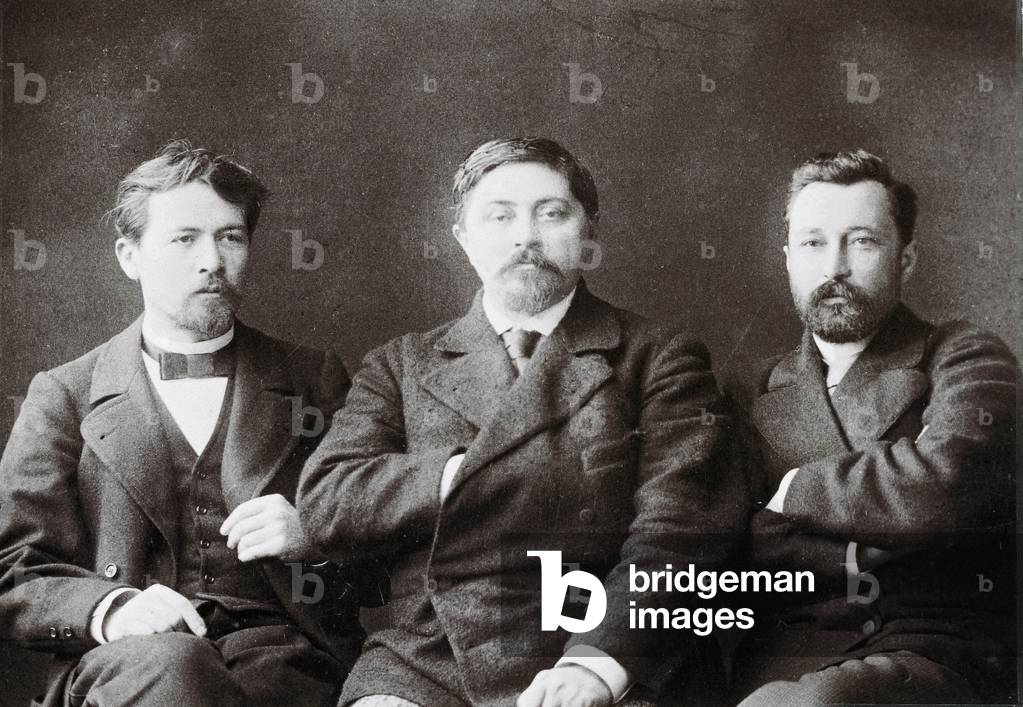 Anton Chekov, Dmitry Narkisovich Mamin-Sibiryak and Ignatius Potapenko, 1896