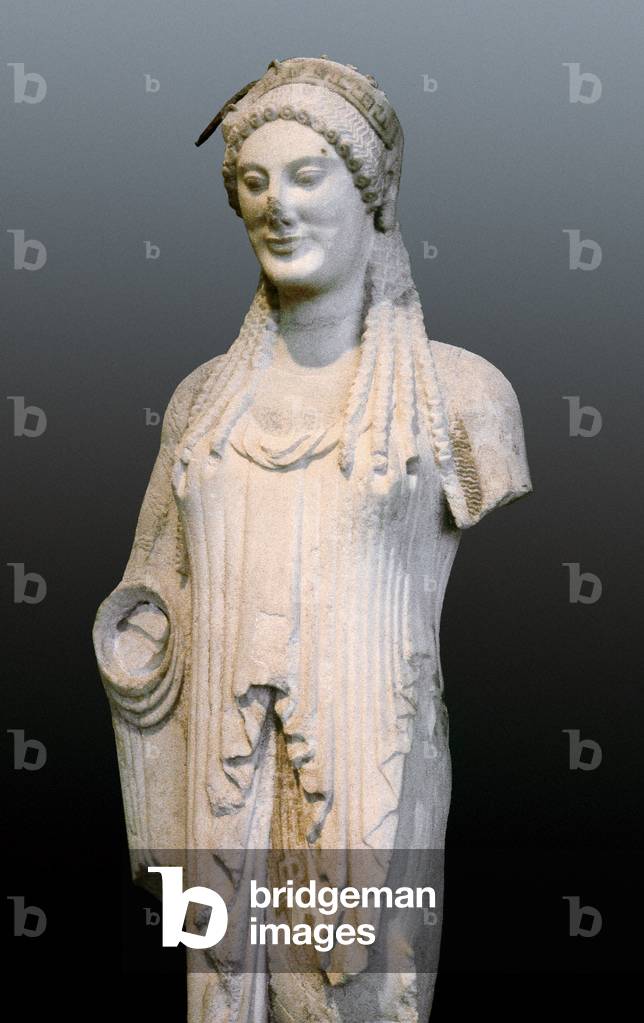 Kore with almond-shaped eyes, 500BC (marble)