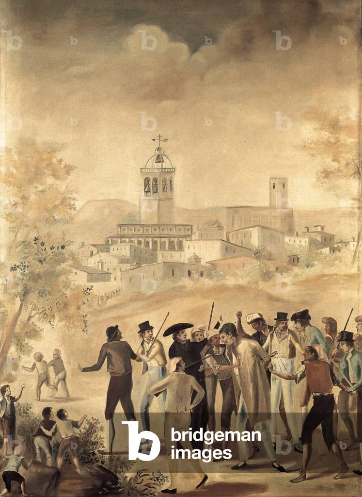 Spanish War of Independence (1808-1814): arrest of a French citizen close to Manresa, Anonymous painting.