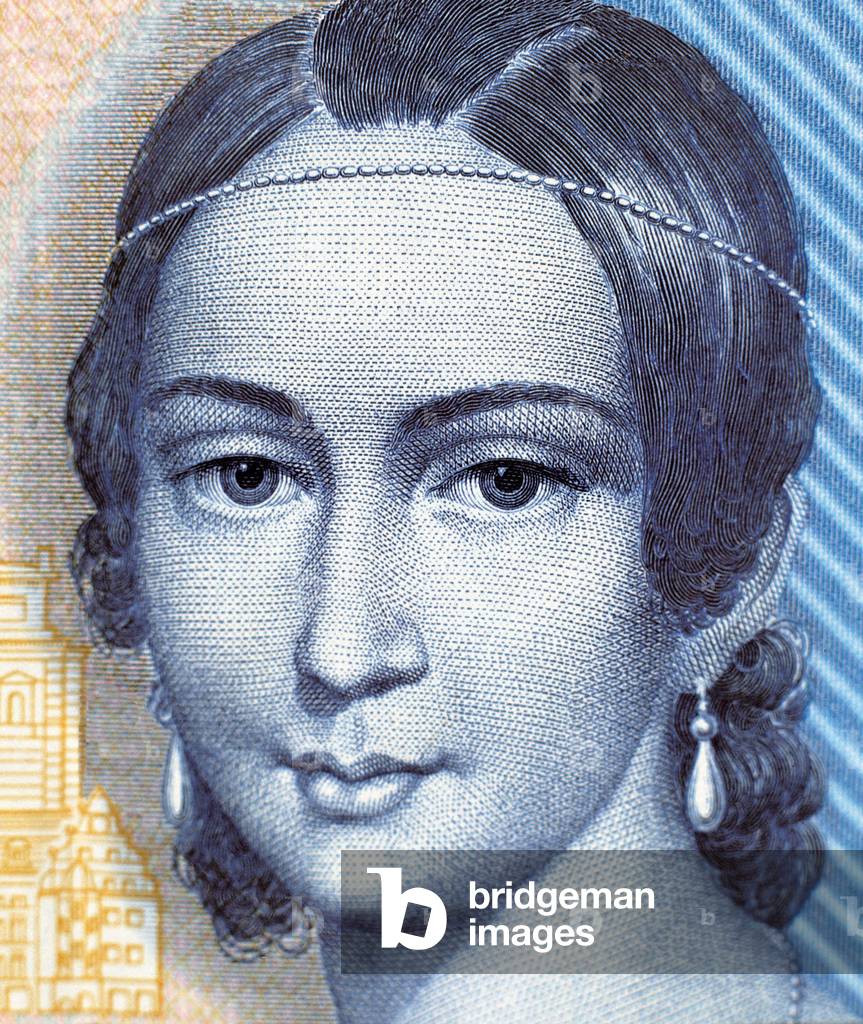 Portrait of Clara Schumann on 100 mark banknote, obverse, 1996